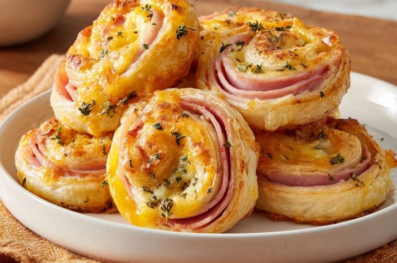 Knusprige Schinken-Käse-Thymian-Schnecken