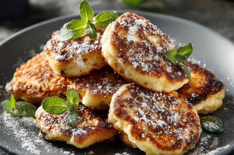 Knusprige Quarkpfannkuchen mit Minze