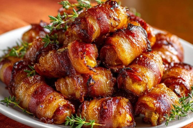 Knusprige Speckgerollte Datteln mit Käsefüllung (Nie wieder weicher Speck!)