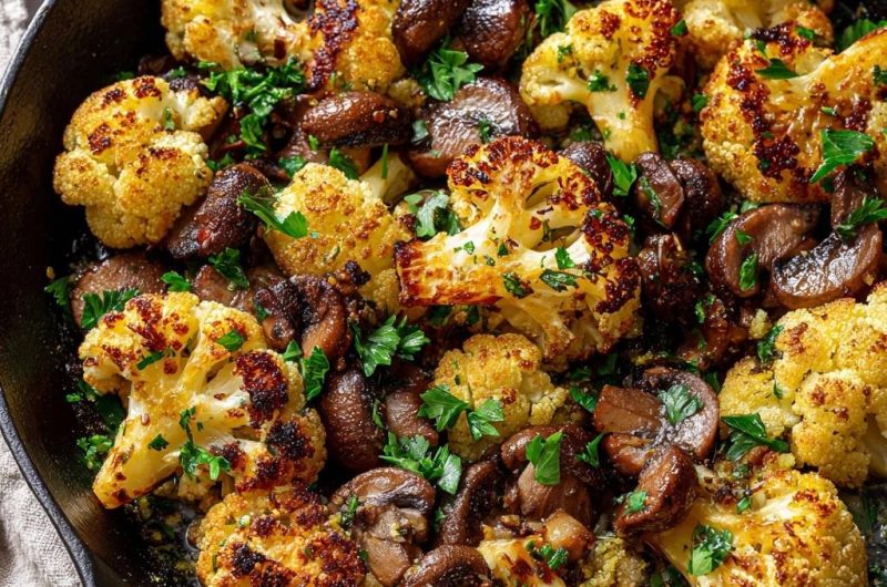 Knuspriger Blumenkohl mit Champignons