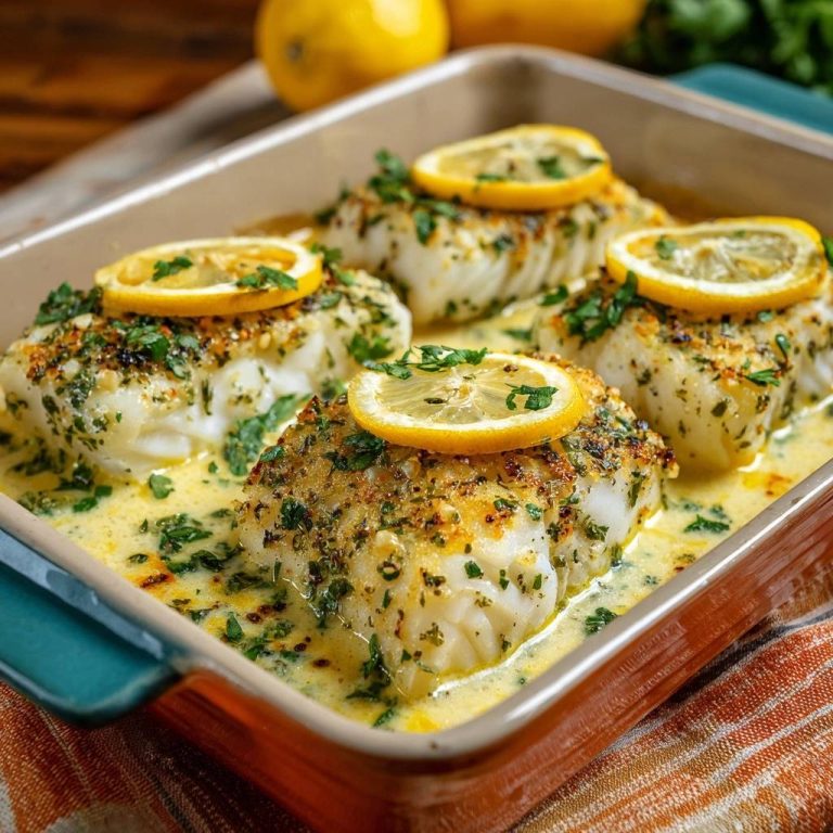 Knuspriger Zitronen-Kabeljau mit Kräutersahne (Nie wieder trockener Fisch!)