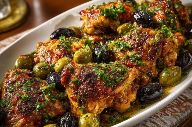 Knuspriges Hähnchen mit Oliven
