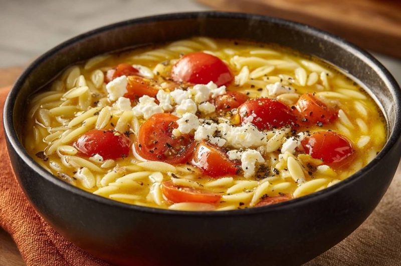 Mediterrane Tomaten-Orzo-Suppe