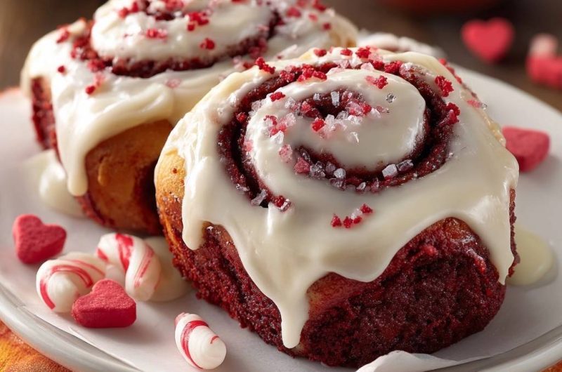 Red Velvet Zimtschnecken mit Pfefferminz