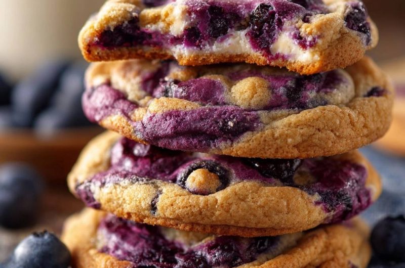 Saftige Blaubeer-Weiße-Schokoladen-Cookies (Nie wieder sinkende Beeren!)