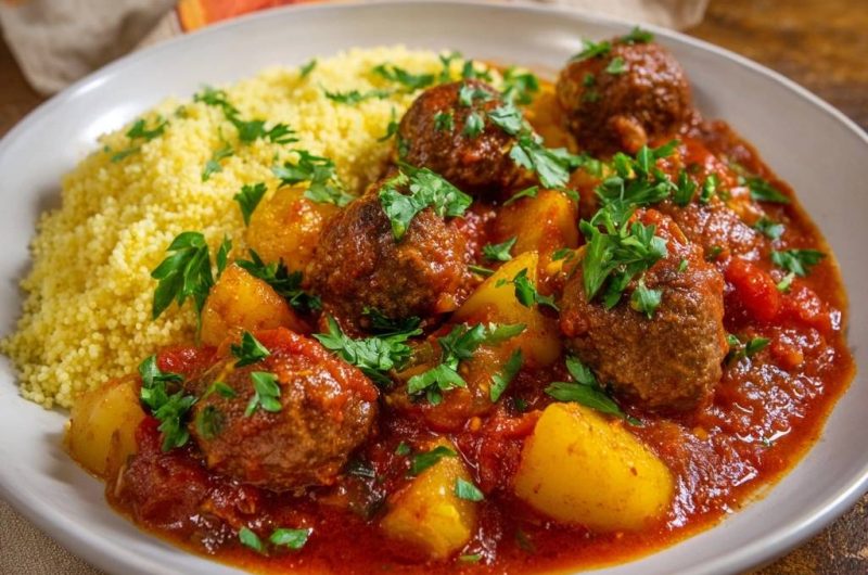Saftige Fleischbällchen-Tagine mit Kartoffeln & Couscous