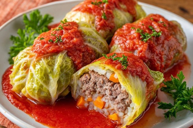 Saftige Kohlrouladen in Tomatensoße