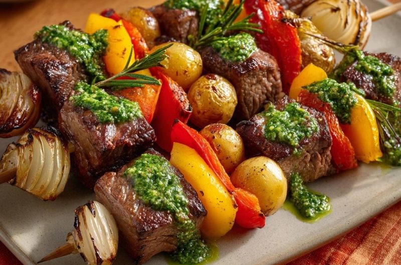 Saftige Rindfleischspieße mit Chimichurri