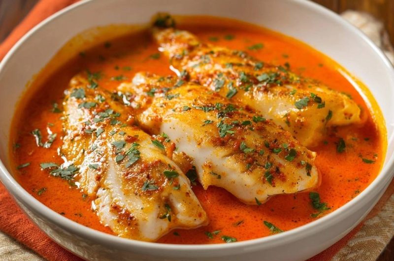 Saftiger Fisch in würziger Tomatensauce