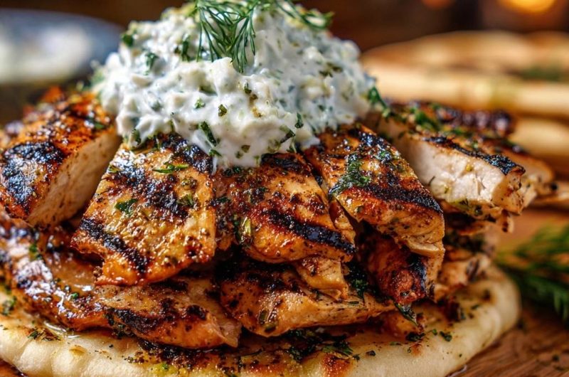 Saftiges Grillhähnchen-Gyros mit cremiger Tzatziki