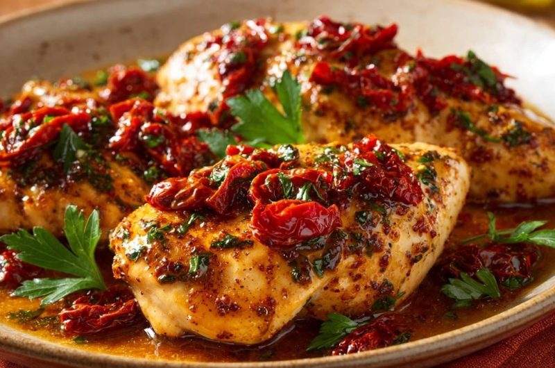 Saftiges Hähnchen mit sonnengetrockneten Tomaten