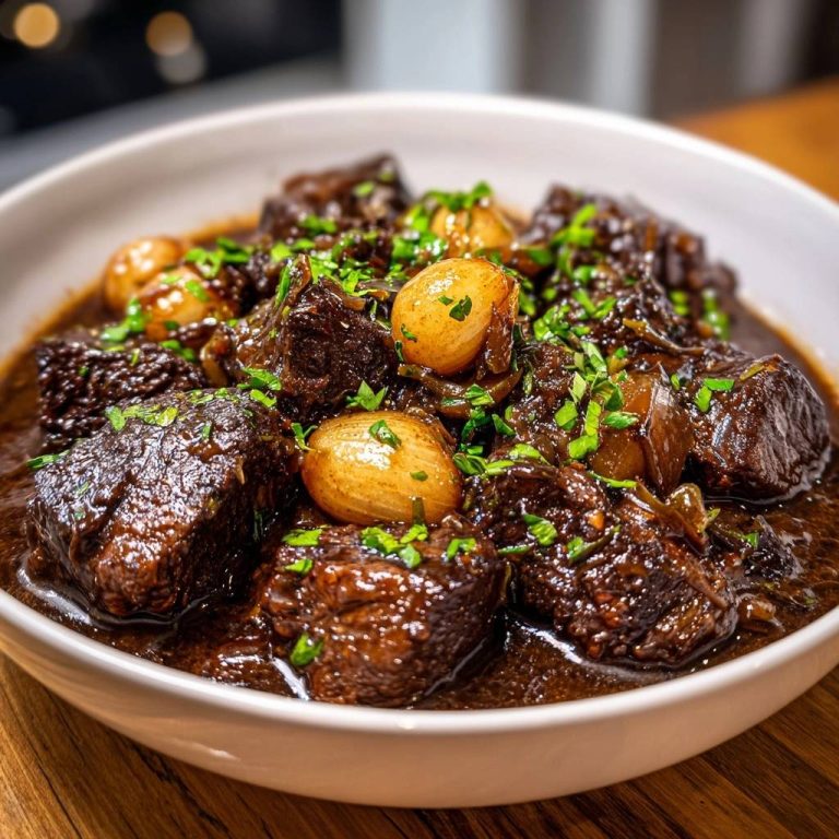 Zartes Rindfleisch mit glasierte Perlzwiebeln – Rezept