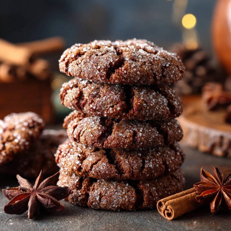 Gewürzte Crinkle-Plätzchen mit einer Nahaufnahme der glitzernden Zuckerkruste und Gewürzen im Hintergrund.