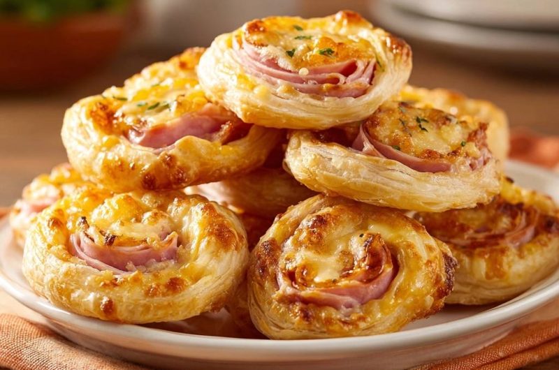 Schinken-Käse-Blätterteigschnecken