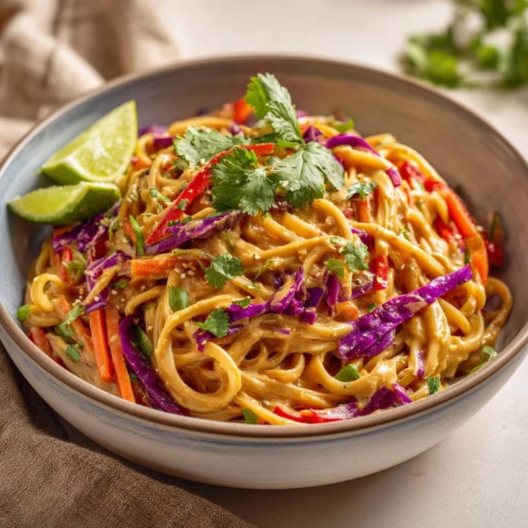 Cremige Erdnussnudeln mit knackigem Gemüse – Rezept