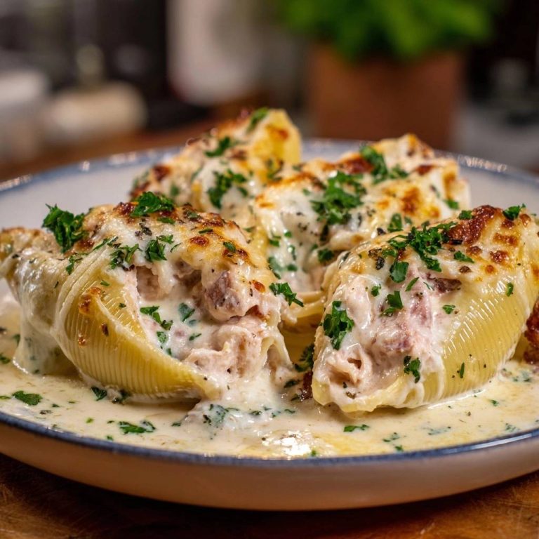 Cremige Hühner-Bacon-Muschelnudeln Rezept