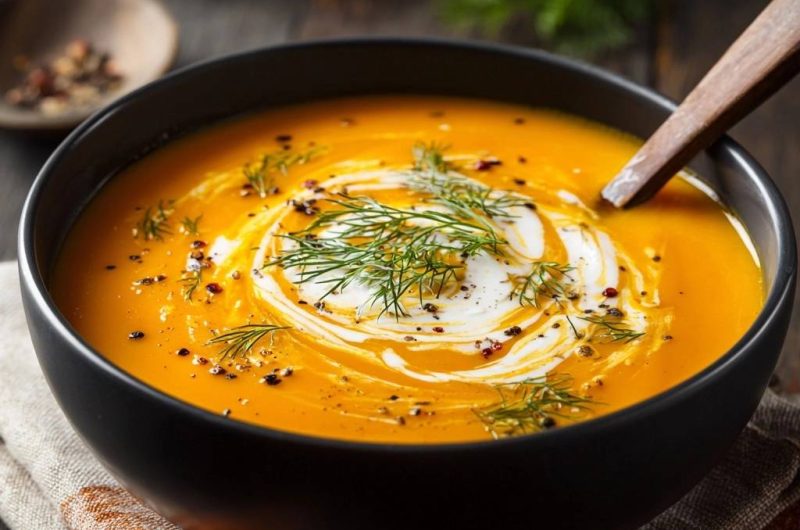 Cremige Kürbissuppe mit Dill
