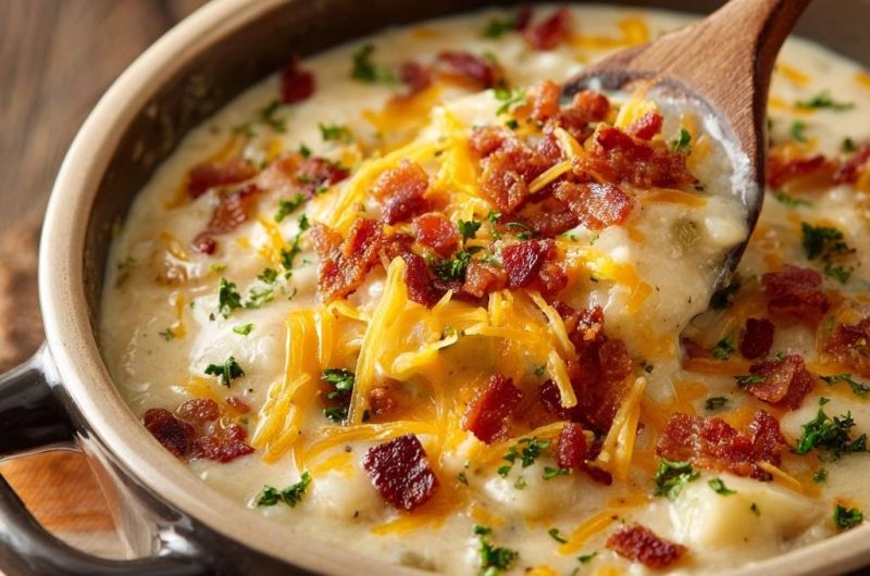 Cremige Kartoffelsuppe mit Speck und Cheddar