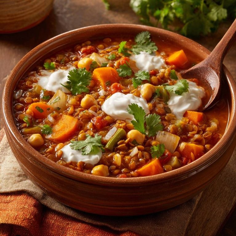 Cremige Linsensuppe mit Kichererbsen und Süßkartoffeln