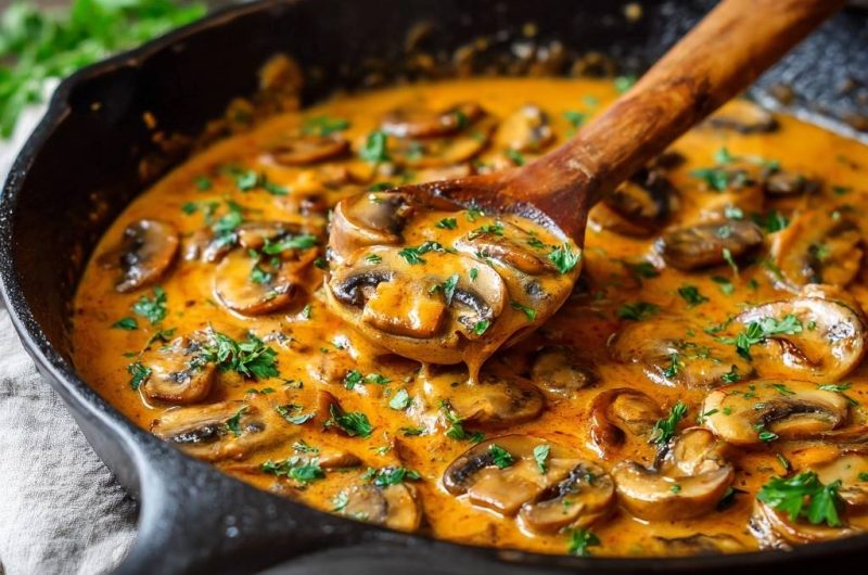 Cremige Paprikachampignons (Nie wieder wässrige Pilze!)