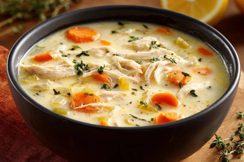 Cremige Zitronen-Hähnchensuppe