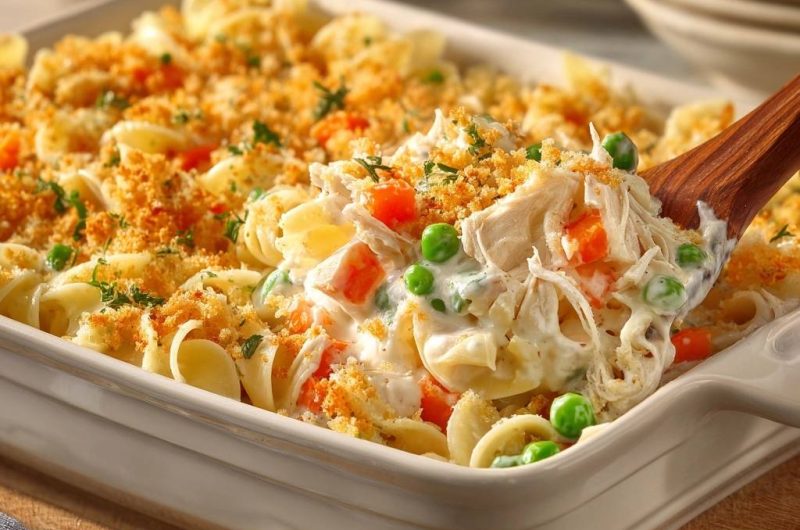 Cremiger Hühnernudelauflauf