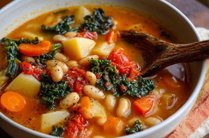 Cremiger Weißer-Bohnen-Eintopf mit Grünkohl