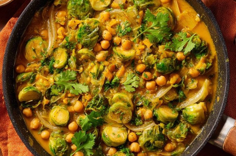 Cremiges Rosenkohl-Kichererbsen-Curry