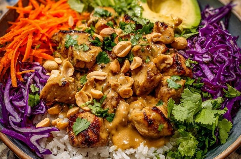 Erdnuss-Hähnchen-Bowl