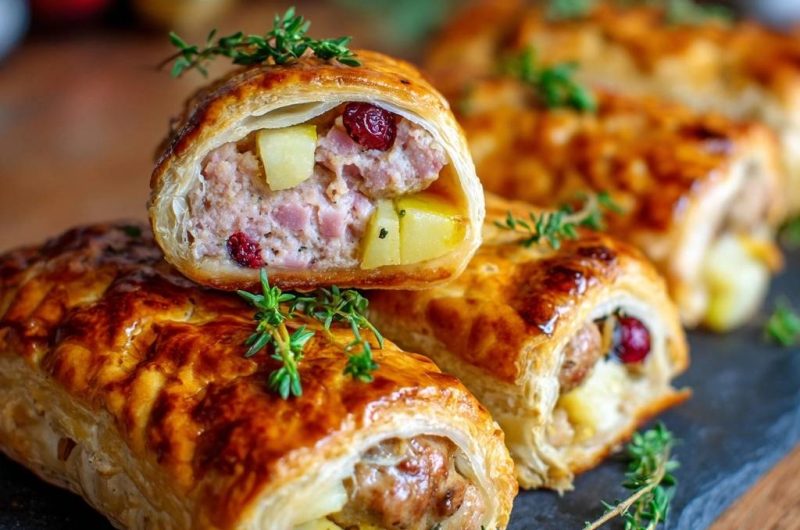 Festliche Apfel-Cranberry-Hack-Rollen