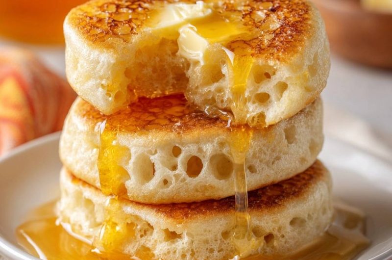 Goldbraune Honig-Crumpets