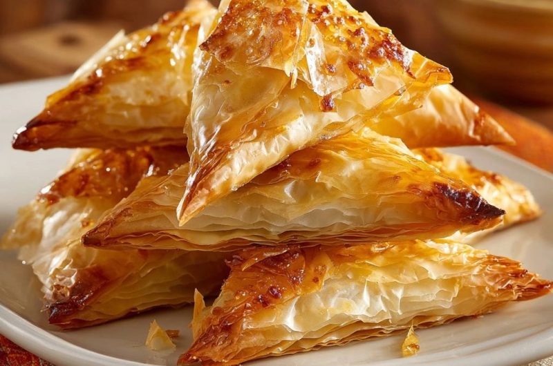 Goldene Feta-Filoteig-Ecken