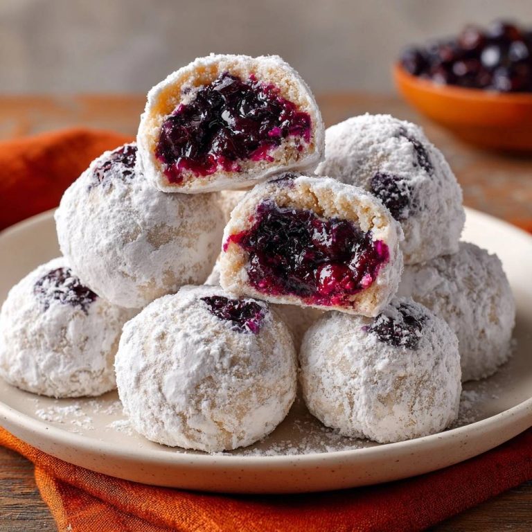 Heidelbeer-Schneebällchen (Nie wieder auslaufende Füllung!)