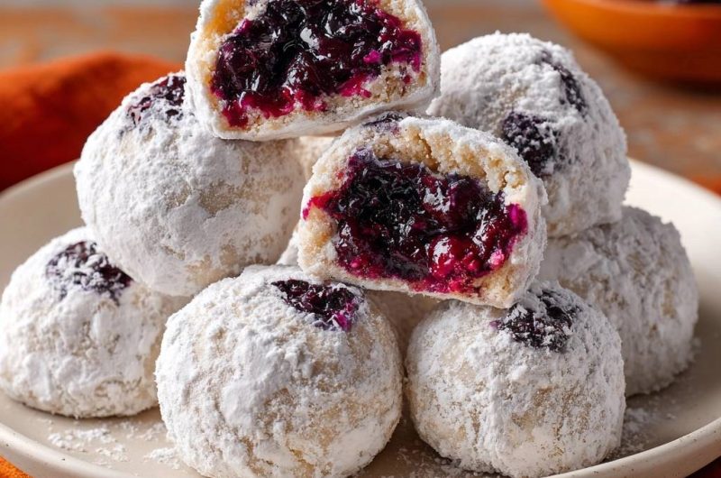 Heidelbeer-Schneebällchen (Nie wieder auslaufende Füllung!)