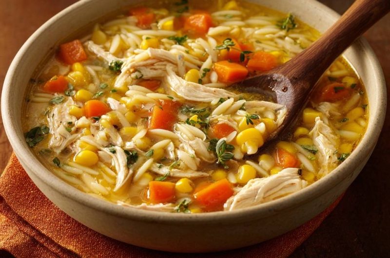 Herzhafte Hähnchen-Orzo-Suppe