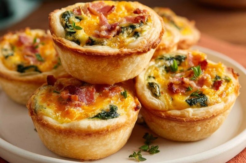 Herzhafte Mini-Quiches mit Speck und Spinat (Der Anti-Matsche-Boden)