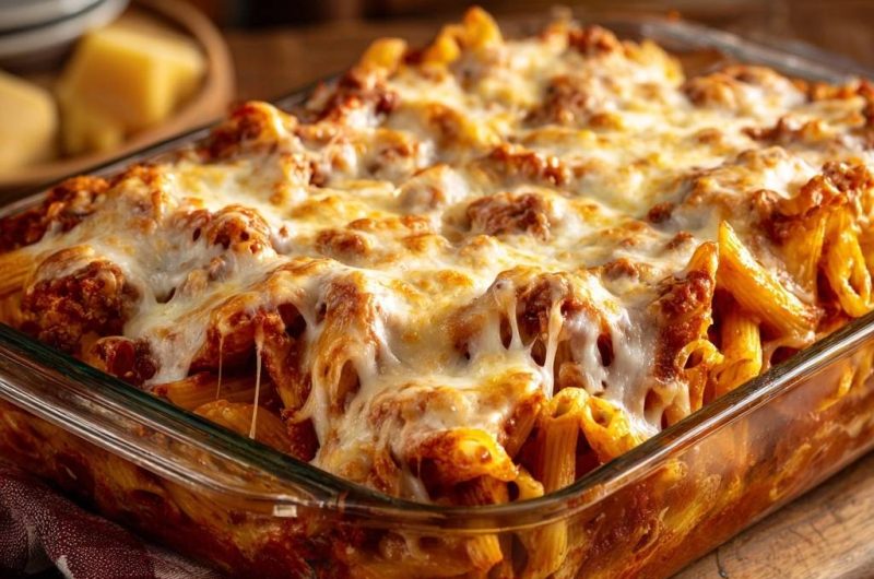 Herzhafter Penne-Auflauf mit Rinderhack