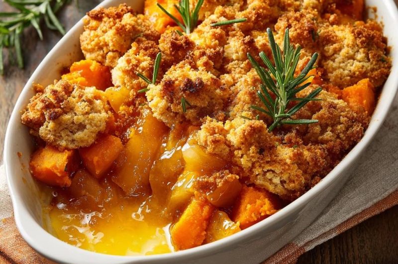 Herzhafter Süßkartoffel-Crumble (Der Anti-Matsche-Boden)