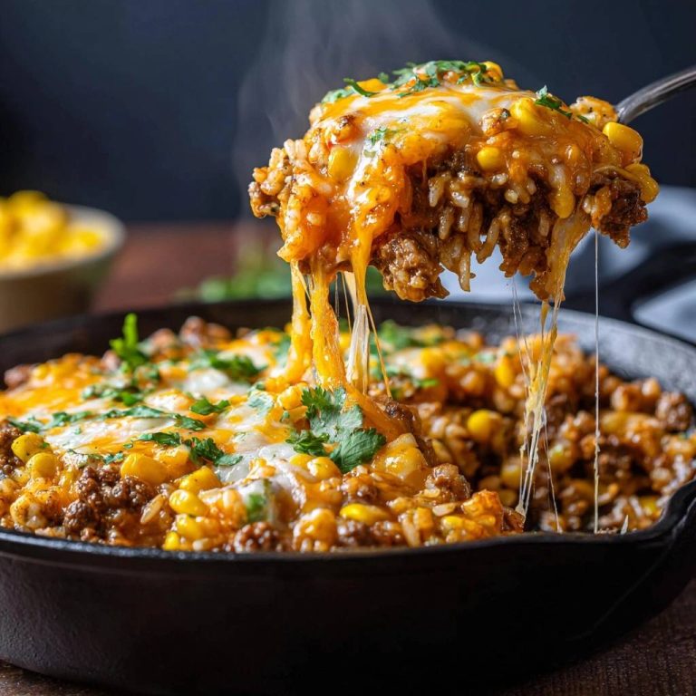 Käsiges Rinderhack-Reis-Pfannengericht – Rezept