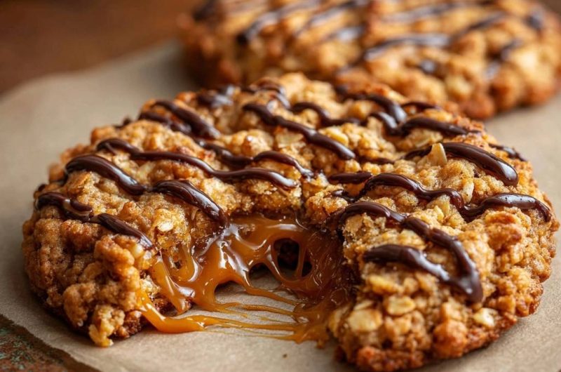 Karamell-gefüllte Hafercookies