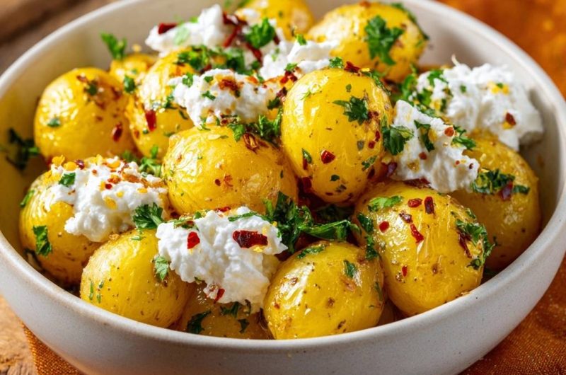 Knusprige Babykartoffeln mit Feta und Kräutern