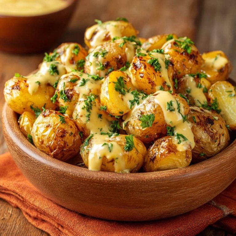 Knusprige Babykartoffeln mit Senfsoße – Rezept