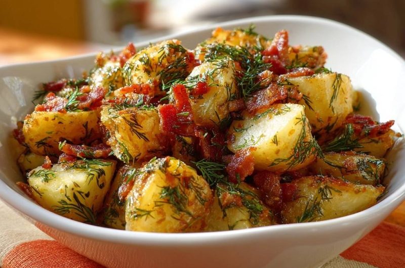 Knusprige Bratkartoffeln mit Speck und Dill