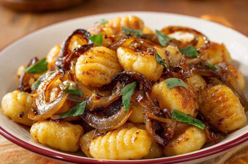 Knusprige Gnocchi mit Karamellzwiebeln