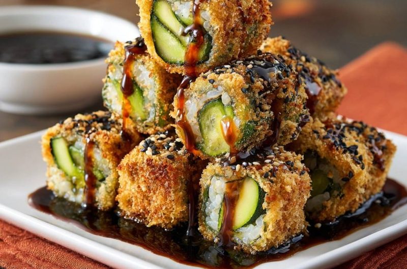 Knusprige Gurken-Avocado-Sushi-Rollen (Nie wieder ablösende Panade!)