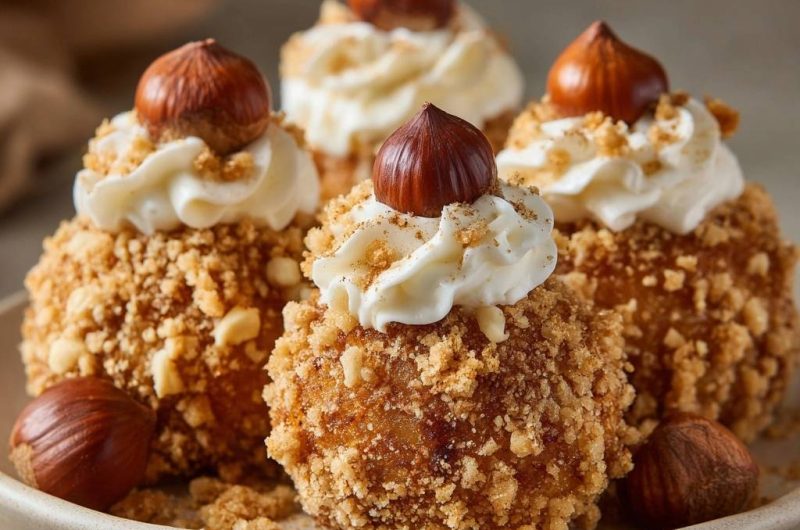 Knusprige Haselnussbällchen mit Sahne