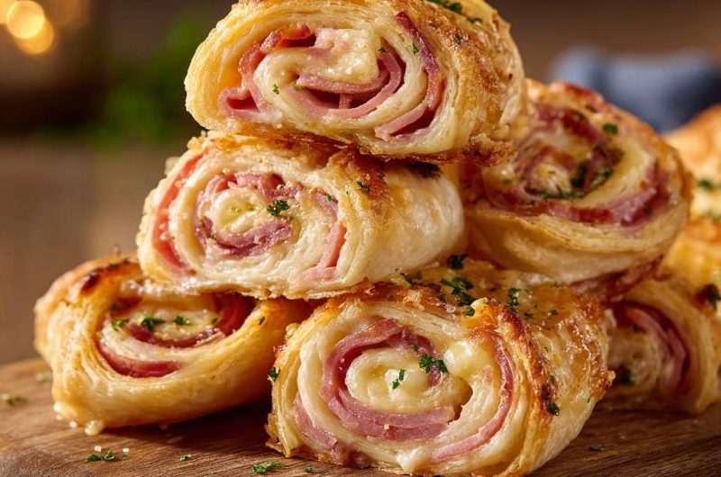 Knusprige Schinken-Käse-Blätterteigrollen