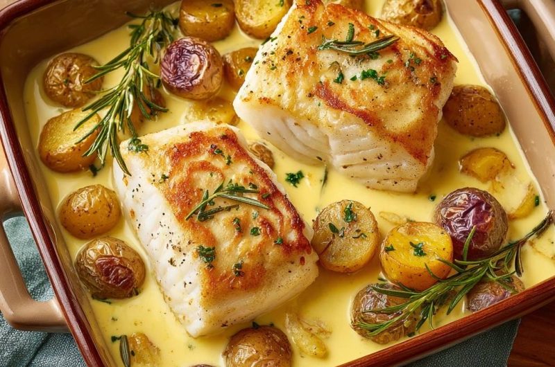 Knuspriger Ofen-Kabeljau mit Babykartoffeln