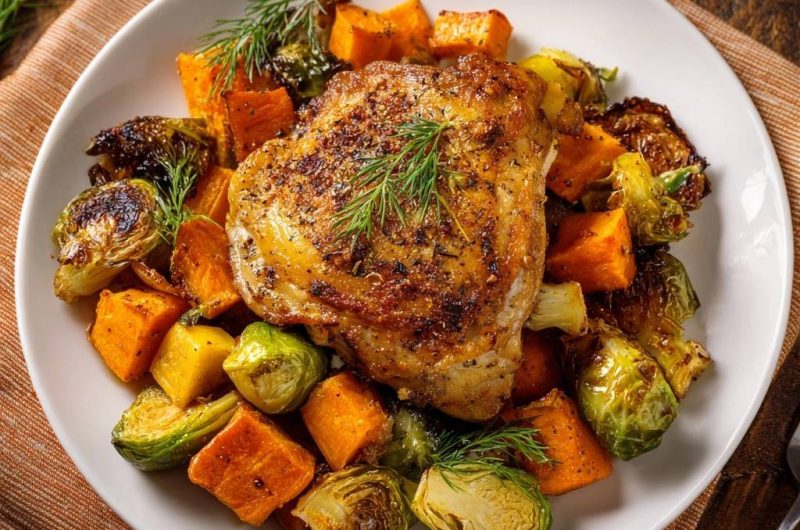 Knuspriges Ofen-Hähnchen mit Röstgemüse