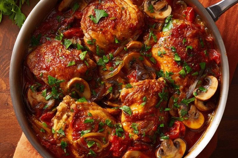 Mediterranes Hähnchen mit Pilzen (Extra Knusprig)